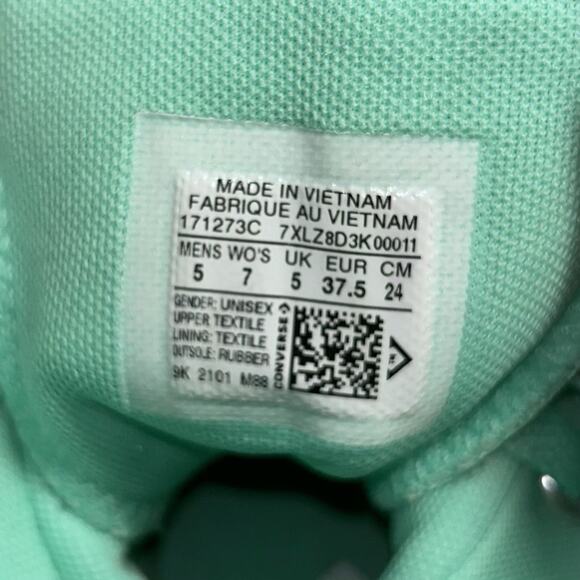 Converse All Star Chuck Taylor Hi Top US Size M5/W7 Peppermint Green Shoes - Picture 11 of 11